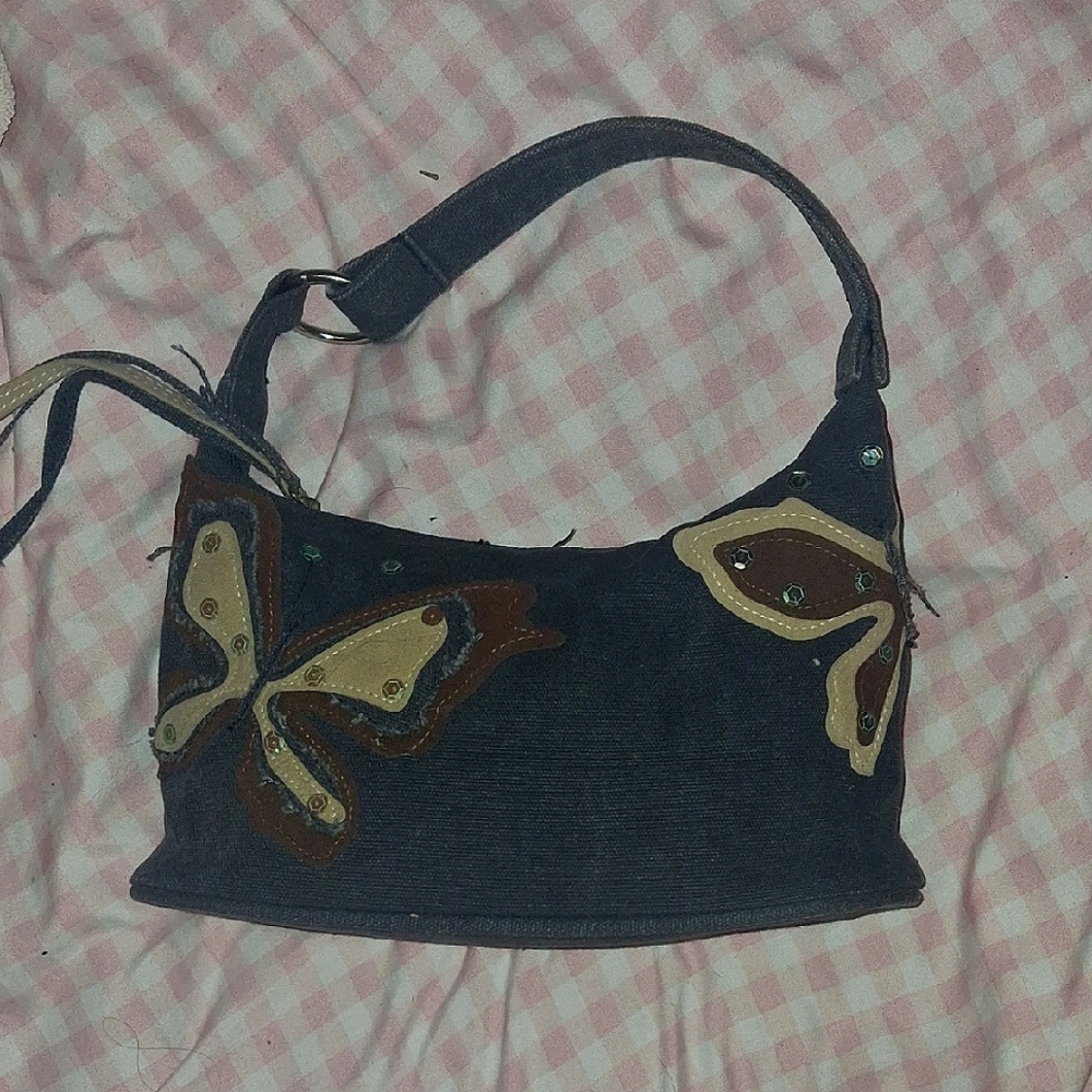 Butterfly Denim Shoulder Bag